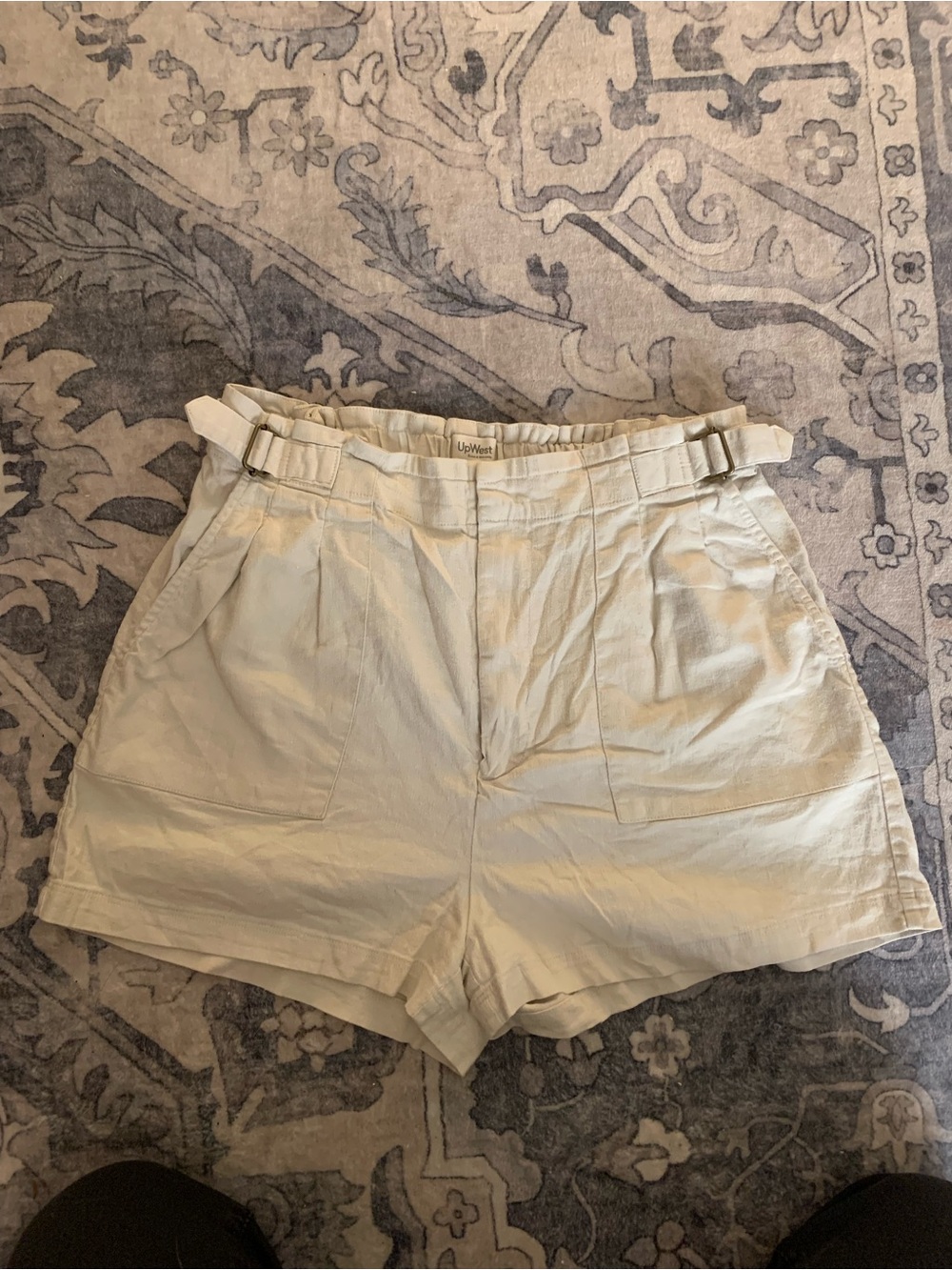 UpWest Women's Cream High-Waist Shorts with Side Buckles